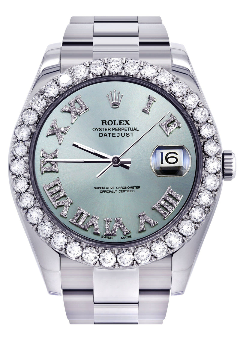Rolex Datejust II Watch | 41 MM | Custom Light Blue Diamond Roman Dial | Oyster Band