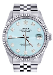 Mens Rolex Datejust Watch 16200 | Fluted Bezel | 36Mm | Light Blue Dial | Jubilee Band