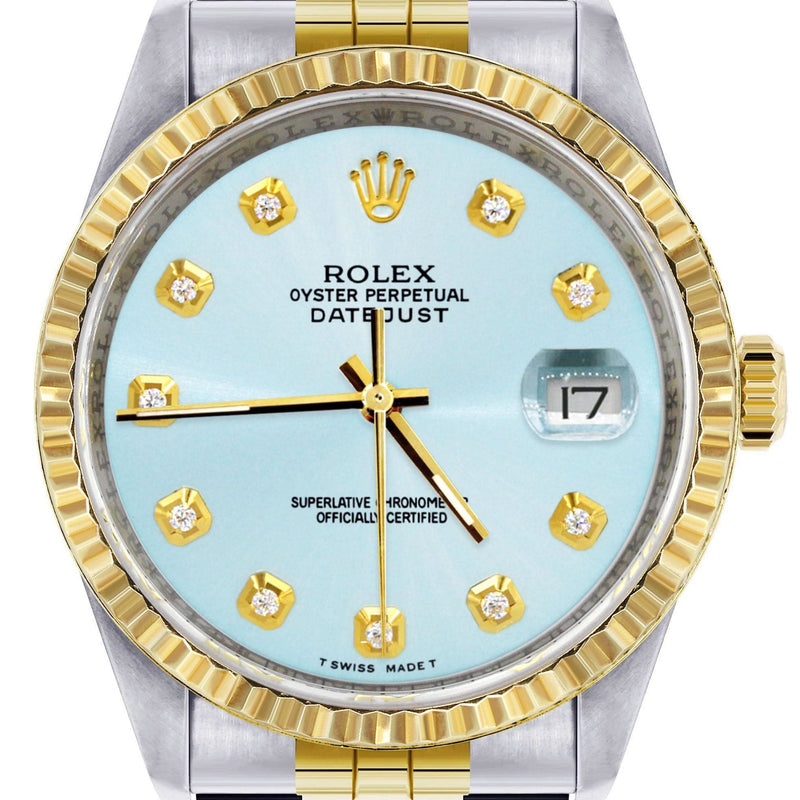 Mens Rolex Datejust Watch 16233 Two Tone | 36Mm | Light Blue Dial | Jubilee Band