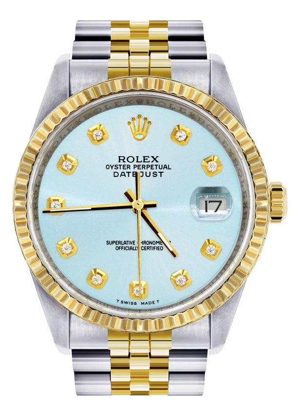 Mens Rolex Datejust Watch 16233 Two Tone | 36Mm | Light Blue Dial | Jubilee Band
