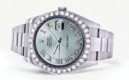 Rolex Datejust II Watch | 41 MM | Custom Light Blue Diamond Roman Dial | Oyster Band