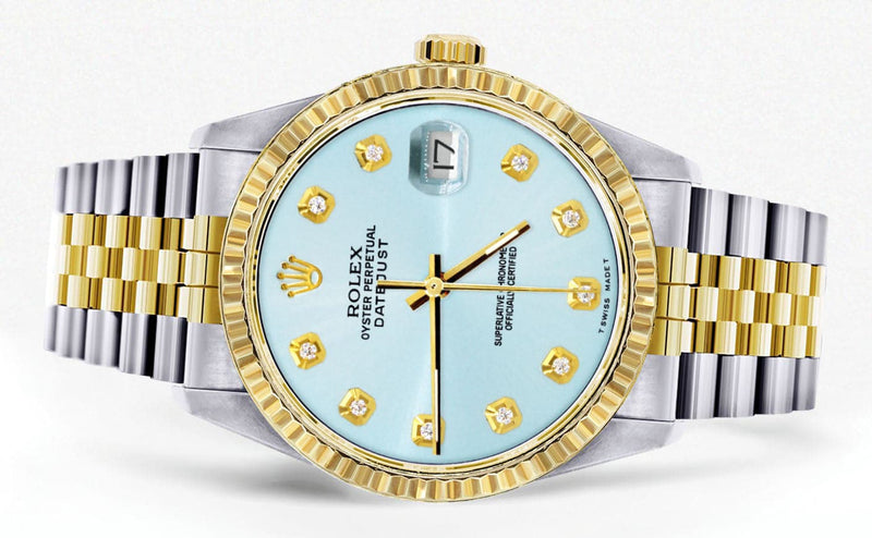 Mens Rolex Datejust Watch 16233 Two Tone | 36Mm | Light Blue Dial | Jubilee Band