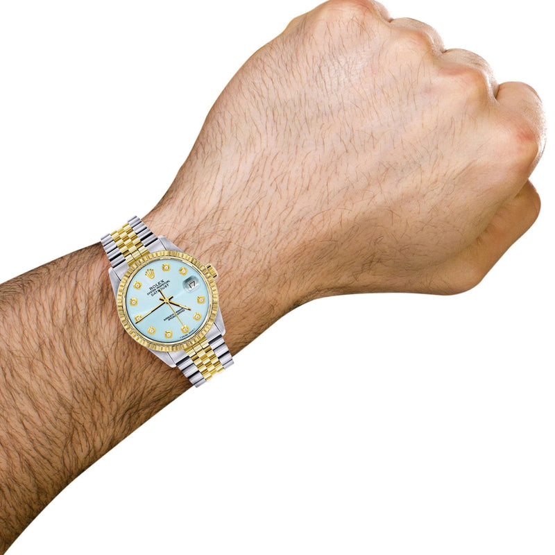 Mens Rolex Datejust Watch 16233 Two Tone | 36Mm | Light Blue Dial | Jubilee Band