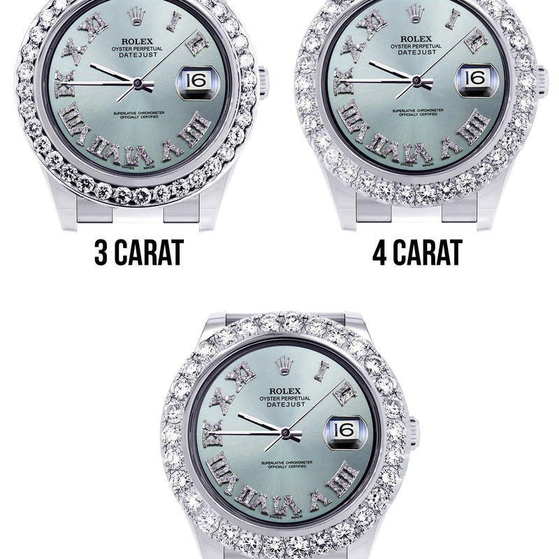 Rolex Datejust II Watch | 41 MM | Custom Light Blue Diamond Roman Dial | Oyster Band