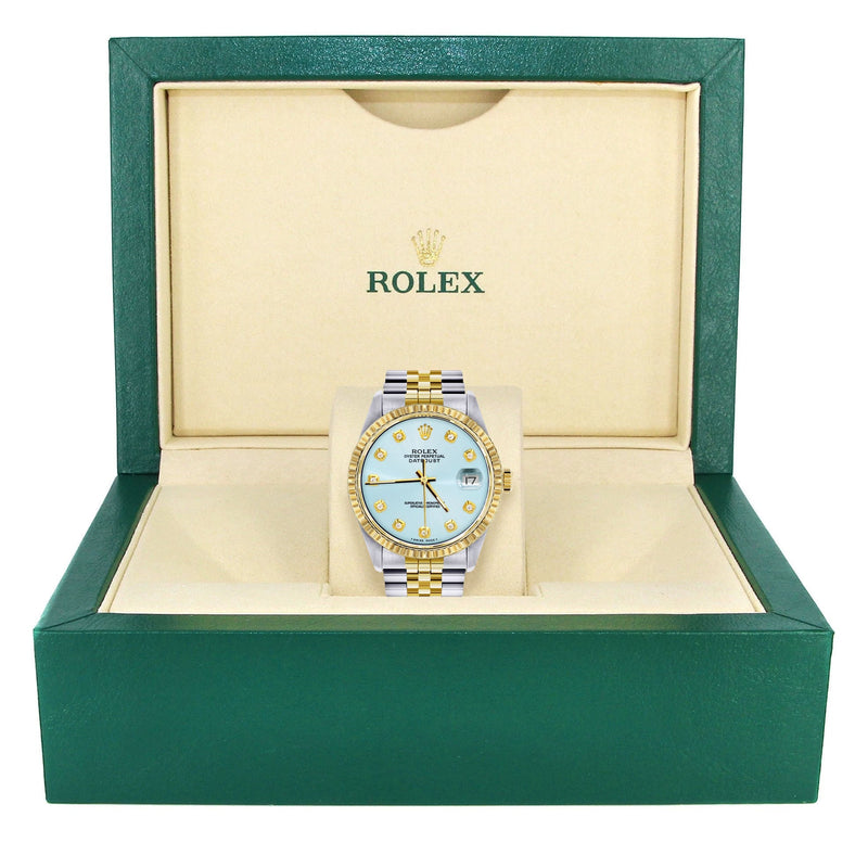 Womens Rolex Datejust Watch 16233 Two Tone | 36Mm | Light Blue Dial | Fluted Bezel | Jubilee Band