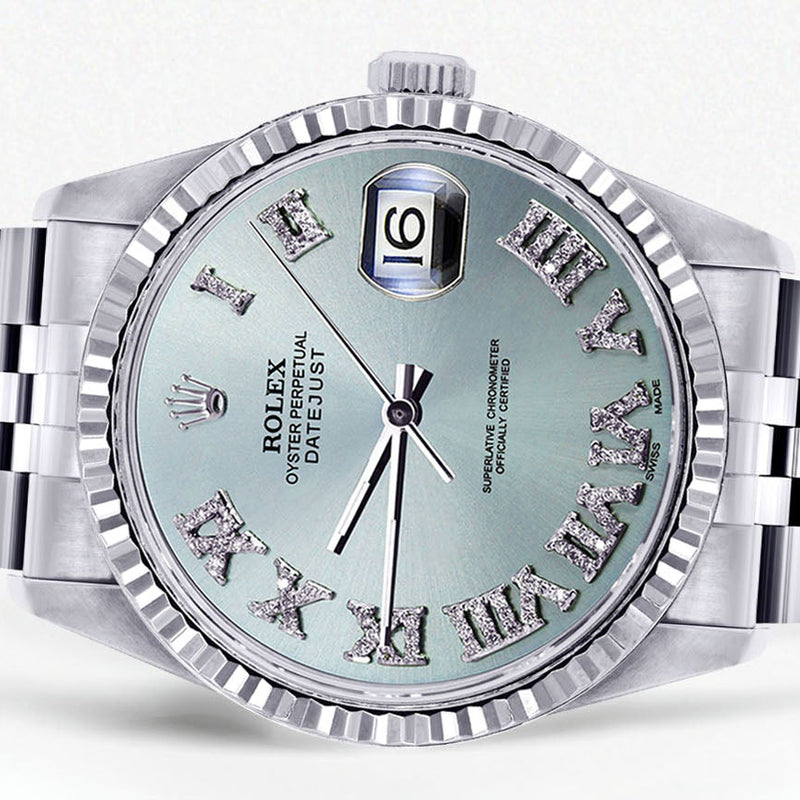 Womens Rolex Datejust Watch 16200 | Fluted Bezel | 36Mm | Light Blue Dial | Fluted Bezel | Jubilee Band