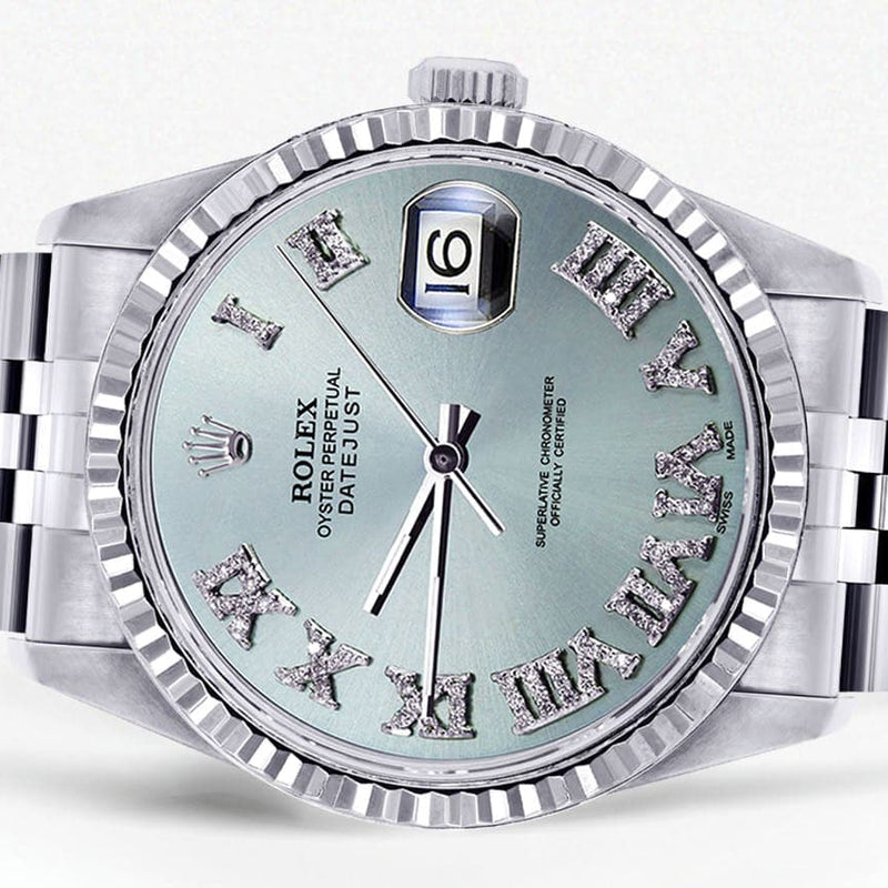 Mens Rolex Datejust Watch 16200 | Fluted Bezel | 36Mm | Light Blue Dial | Jubilee Band
