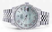 Mens Rolex Datejust Watch 16200 | Fluted Bezel | 36Mm | Light Blue Dial | Jubilee Band