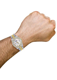 Diamond Gold Rolex Watch For Men 16233 | 36Mm | Mother of Pearl Dial | Two Row 4.25 Carat Bezel | Jubilee Band