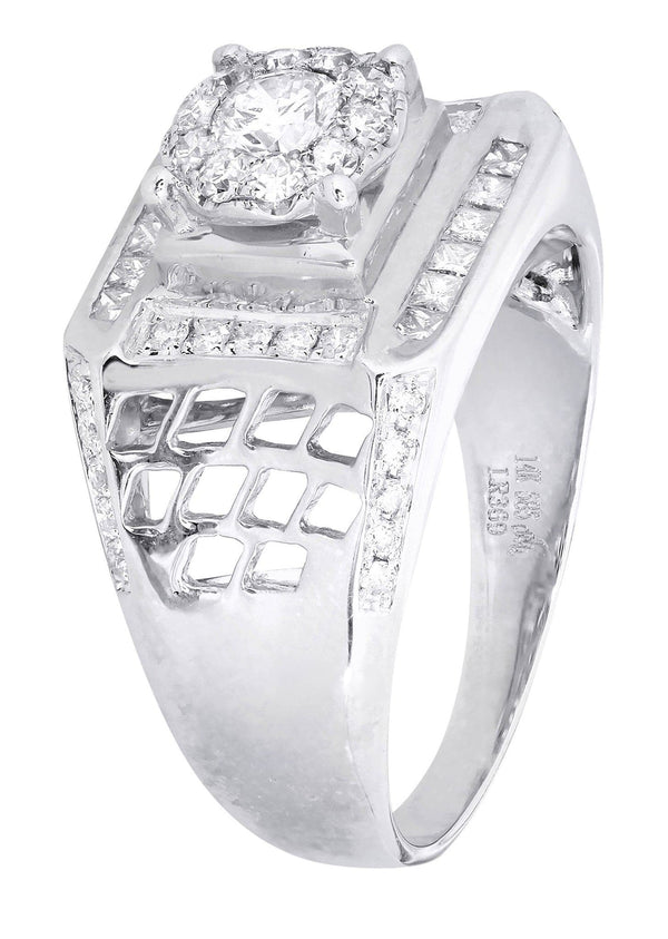 White Gold Mens Diamond Ring| 0.84 Carats| 8.54 Grams
