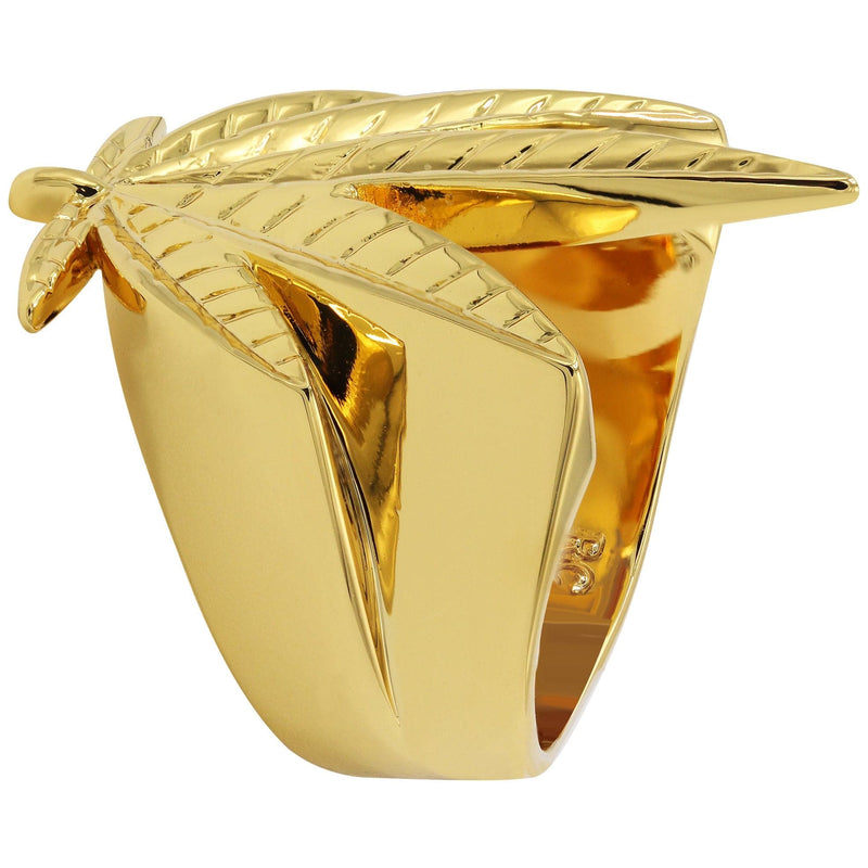 Gold Plated Marihuana Leaf Ring | 14 Grams