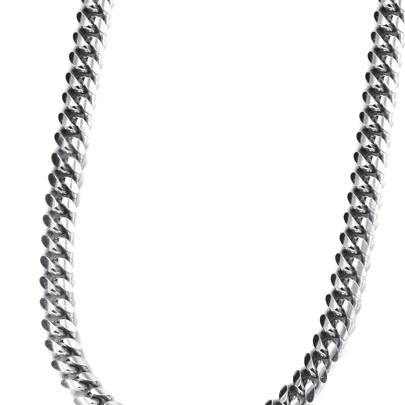 Silver Chain - Mens White Chain / Miami Cuban Link / 4 MM