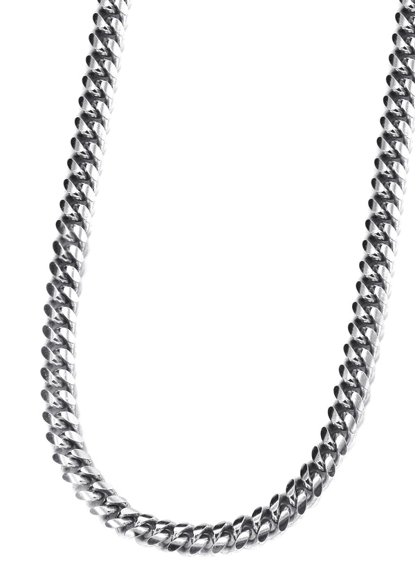 Silver Chain - Mens White Chain / Miami Cuban Link / 4 MM