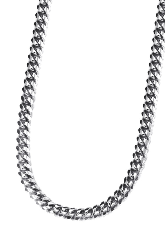 Silver Chain - Mens White Chain / Miami Cuban Link / 4 MM