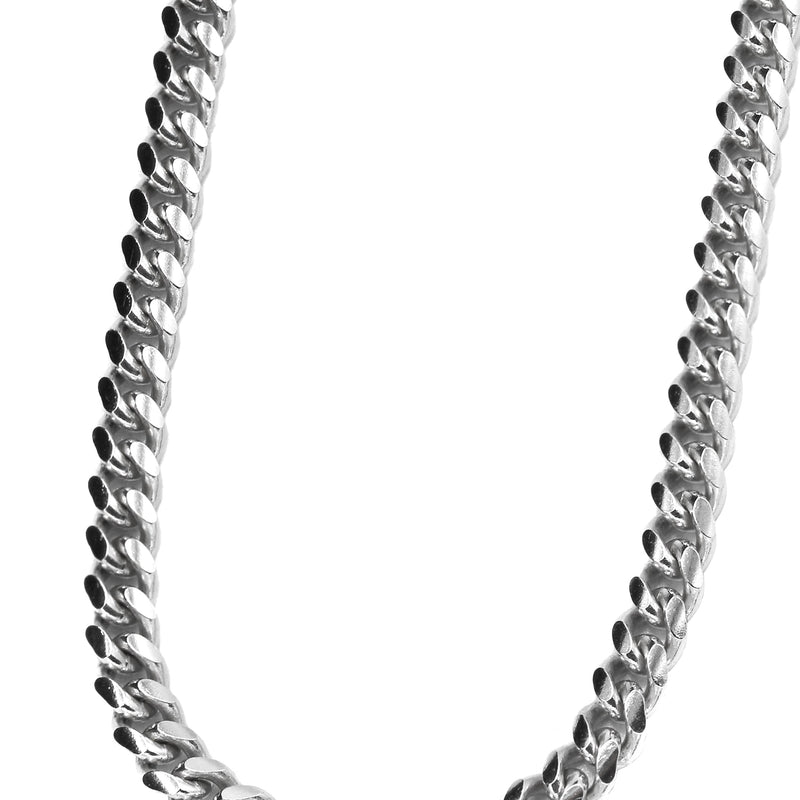Silver Chain - Mens White Chain / Miami Cuban Link / 5 MM