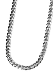 Silver Chain - Mens White Chain / Miami Cuban Link / 5 MM