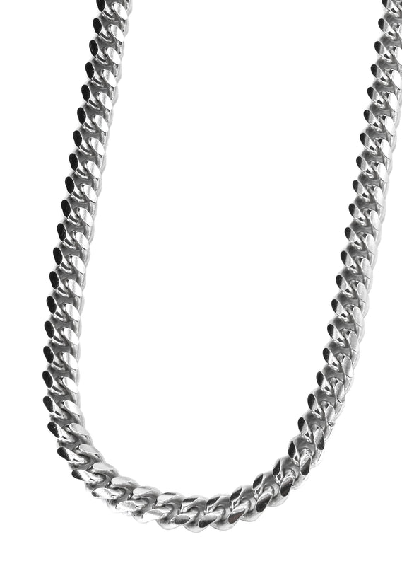 Silver Chain - Mens White Chain / Miami Cuban Link / 5 MM