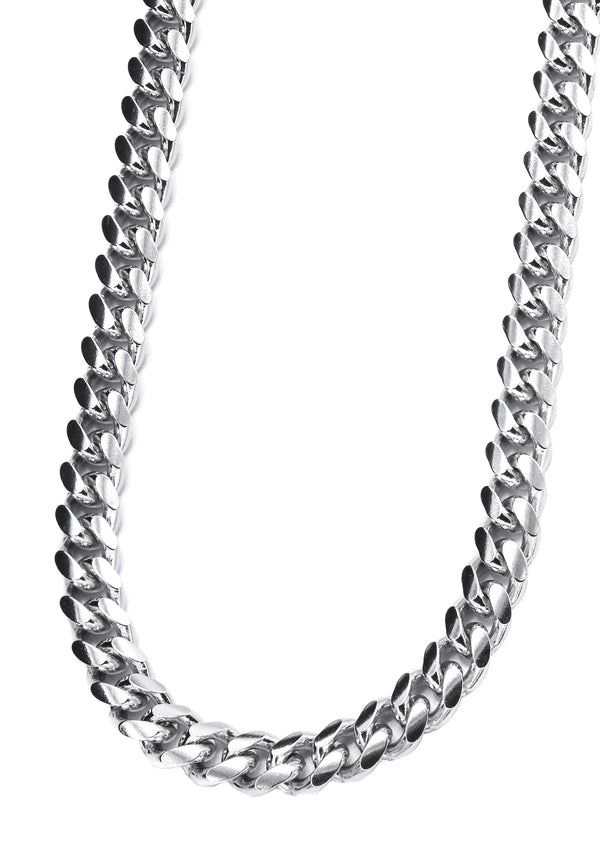 Silver Chain - Mens White Chain / Miami Cuban Link / 7 MM