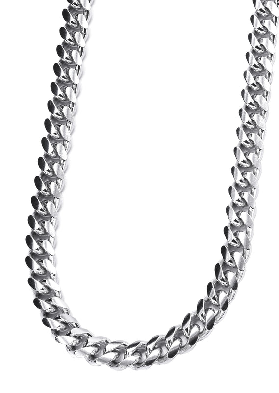 Silver Chain - Mens White Chain / Miami Cuban Link / 7 MM