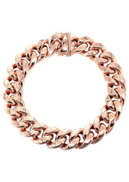 14K Rose Gold Bracelet Semi Solid  Miami Cuban Link Women