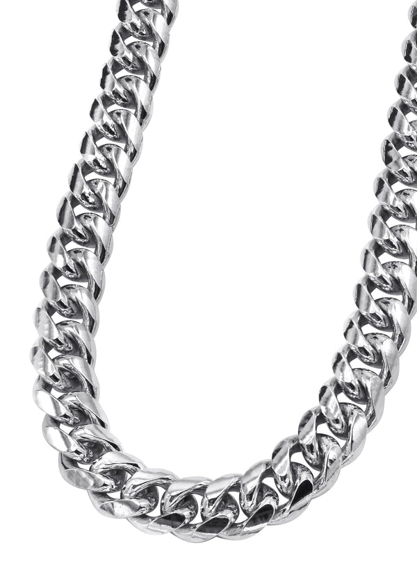 Silver Chain - Mens White Chain / Miami Cuban Link