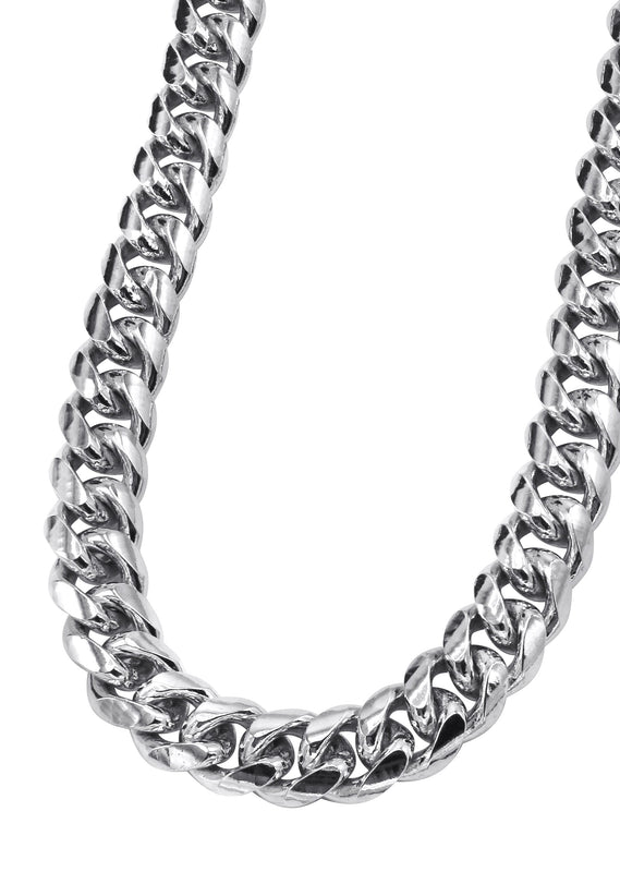 Silver Chain - Mens White Chain / Miami Cuban Link
