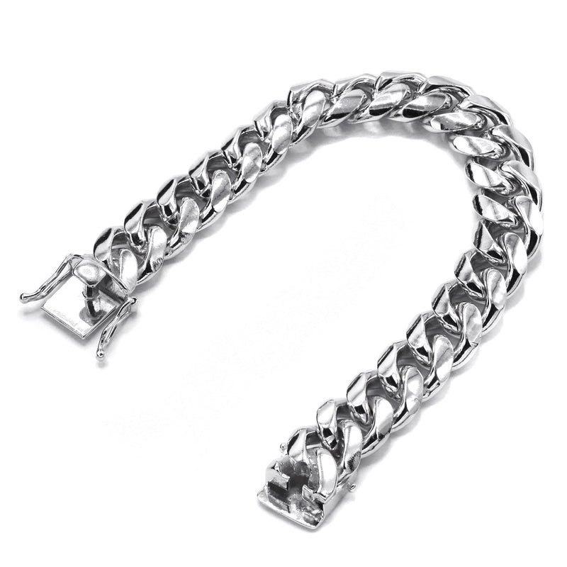 Silver White Miami Cuban Link Bracelet