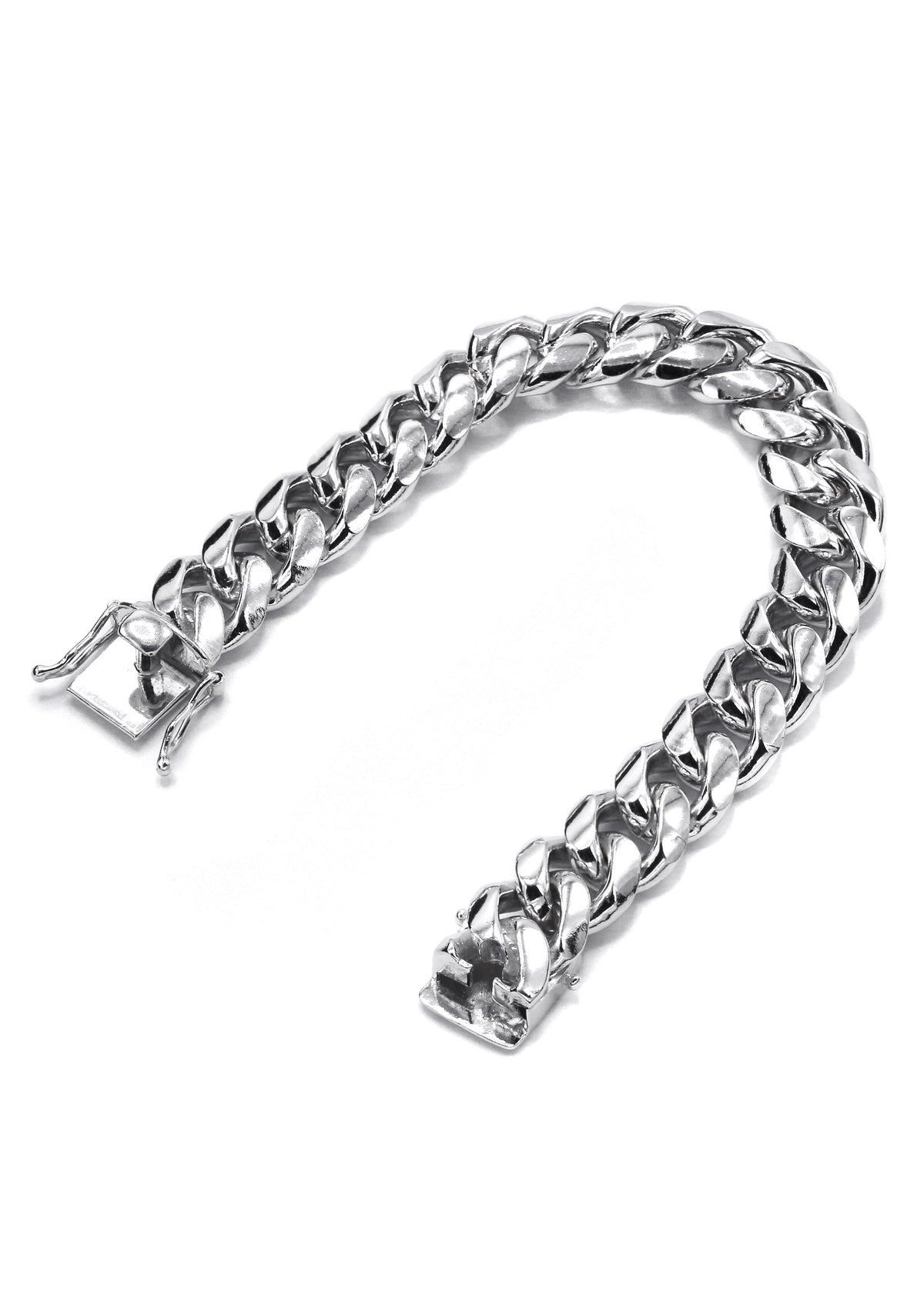 Silver White Miami Cuban Link Bracelet