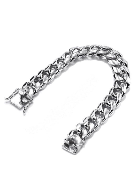 Silver White Miami Cuban Link Bracelet
