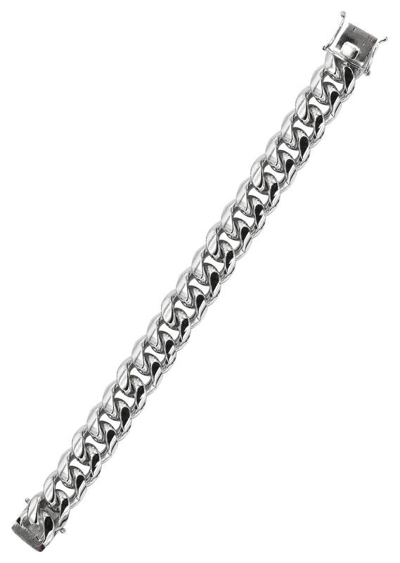 Silver White Miami Cuban Link Bracelet