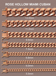 14K Rose Gold Bracelet Semi Solid  Miami Cuban Link