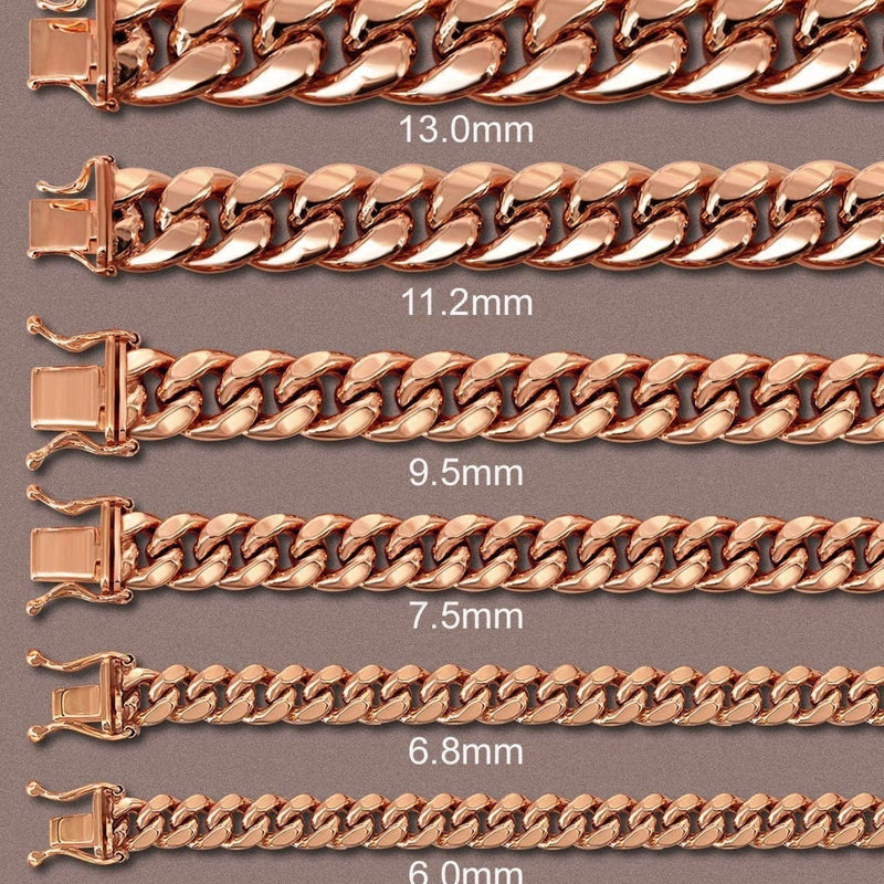 14K Rose Gold Bracelet Semi Solid  Miami Cuban Link Women
