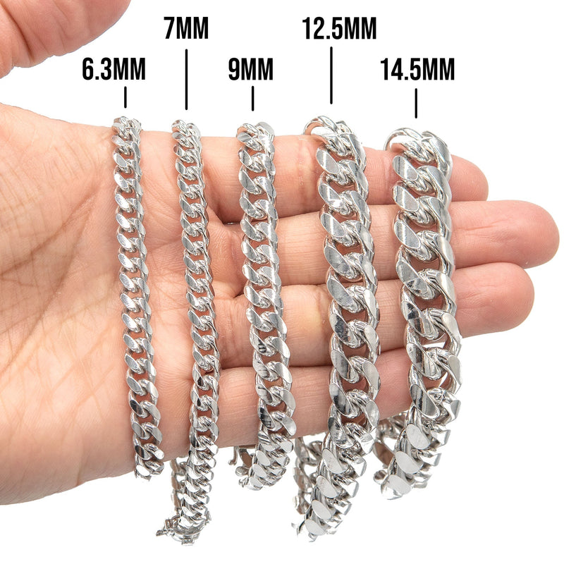 Silver White Miami Cuban Link Bracelet