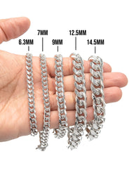 Silver White Miami Cuban Link Bracelet
