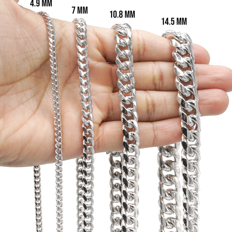 Silver Chain - Mens White Chain / Miami Cuban Link