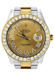 Diamond Rolex Datejust 2 | 18K Yellow Gold & Stainless Steel | Champagne Diamond Roman Dial | 41 MM