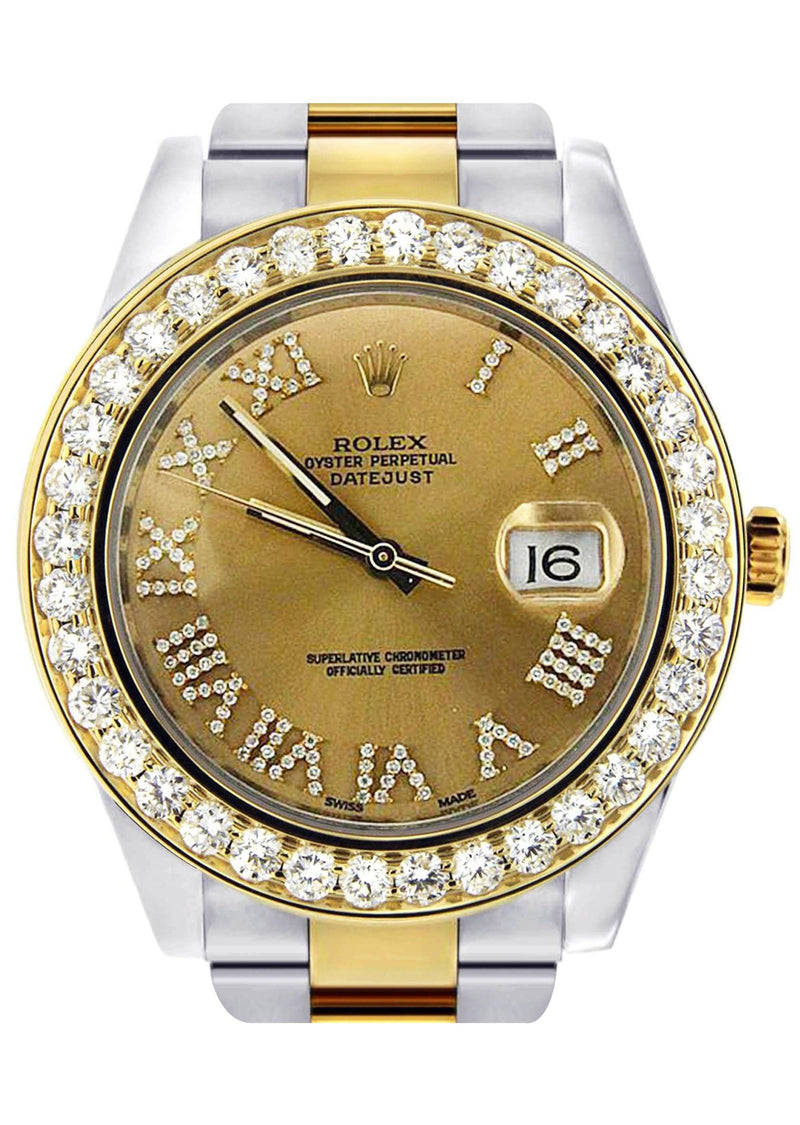 Diamond Rolex Datejust 2 | 18K Yellow Gold & Stainless Steel | Champagne Diamond Roman Dial | 41 MM