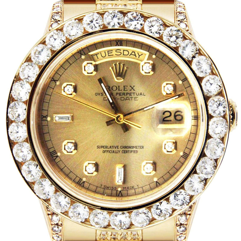 Diamond Rolex Day-Date | 18K Yellow Gold