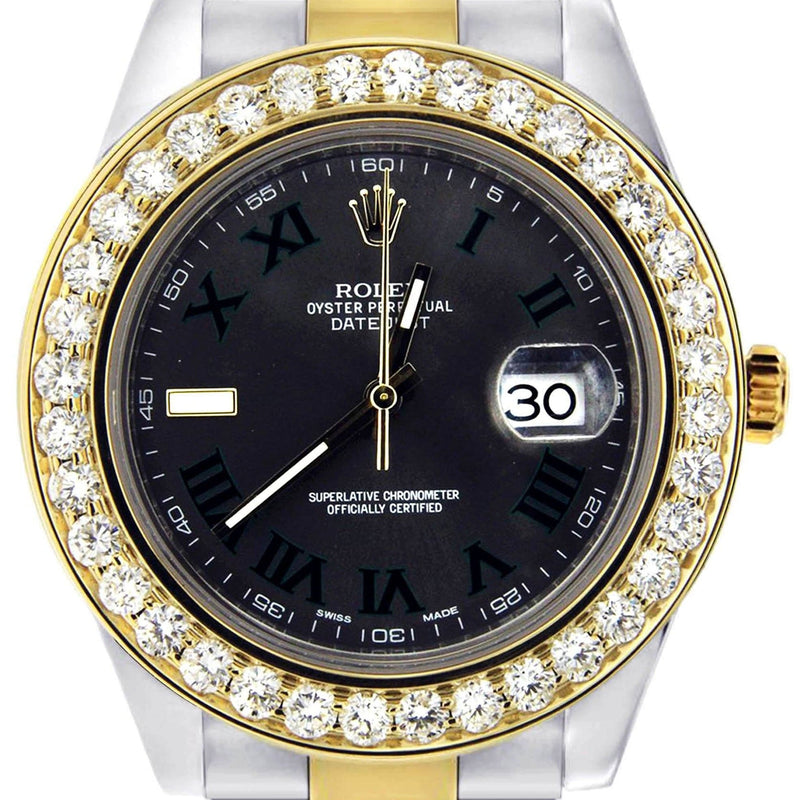Diamond Rolex Datejust 2 | 18K Yellow Gold & Stainless Steel | Green Slate Dial  41 MM