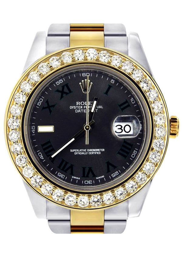 Diamond Rolex Datejust 2 | 18K Yellow Gold & Stainless Steel | Green Slate Dial  41 MM