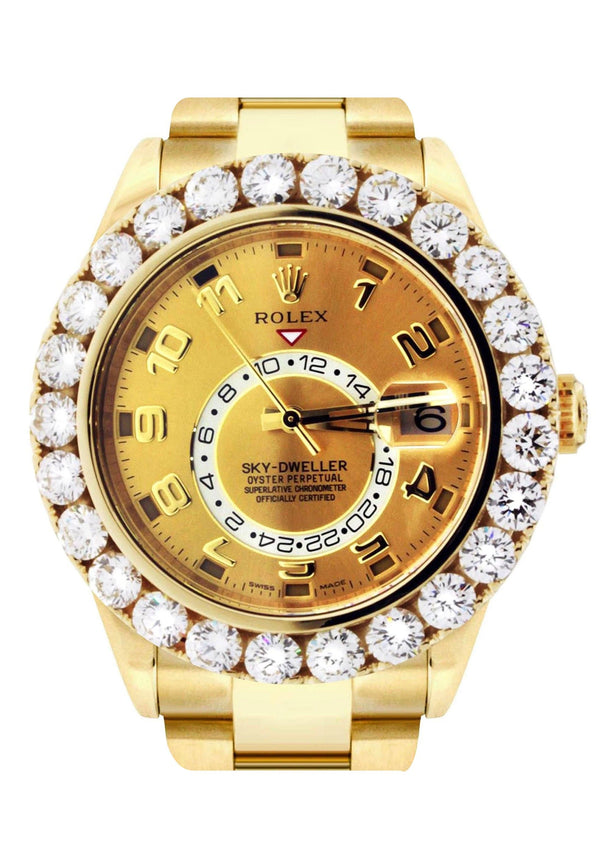 Diamond Rolex Sky Dweller | 18K Yellow Gold | 42 Mm