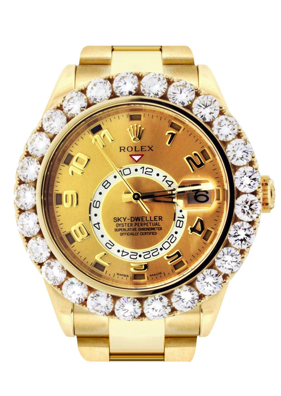 Diamond Rolex Sky Dweller | 18K Yellow Gold | 42 Mm