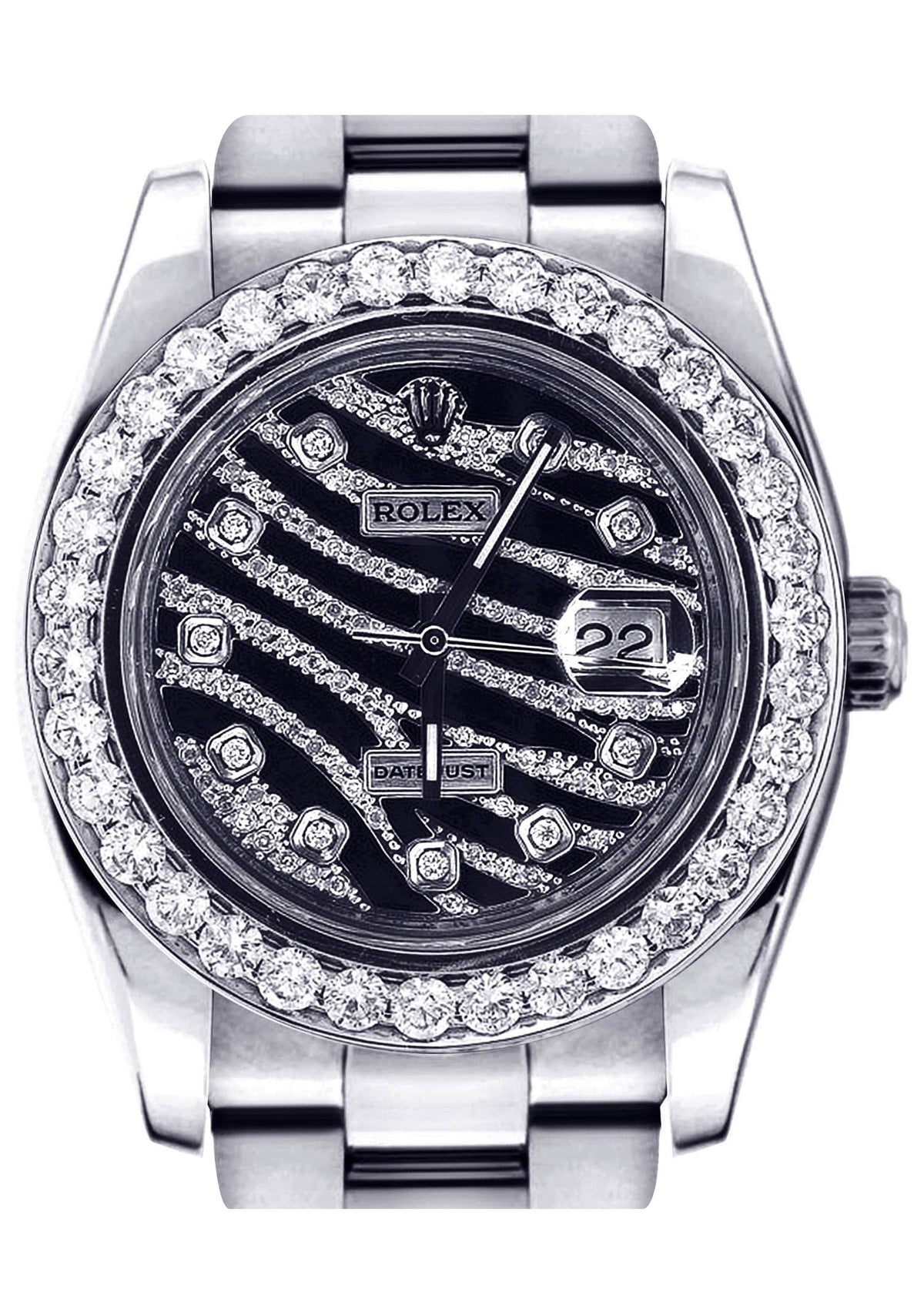 Diamond Rolex Datejust 2 | Stainless Steel | Custom Diamond Zebra Dial | 41 Mm | 5.75 Carats