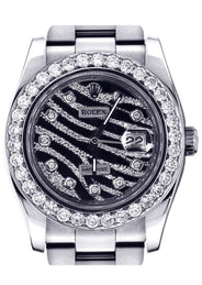 Diamond Rolex Datejust 2 | Stainless Steel | Custom Diamond Zebra Dial | 41 Mm | 5.75 Carats