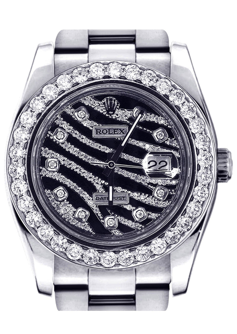 Diamond Rolex Datejust 2 | Stainless Steel | Custom Diamond Zebra Dial | 41 Mm | 5.75 Carats