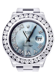 Diamond Rolex Datejust 2 | Stainless Steel | Custom Blue Diamond Roman Numeral Dial | 41 MM