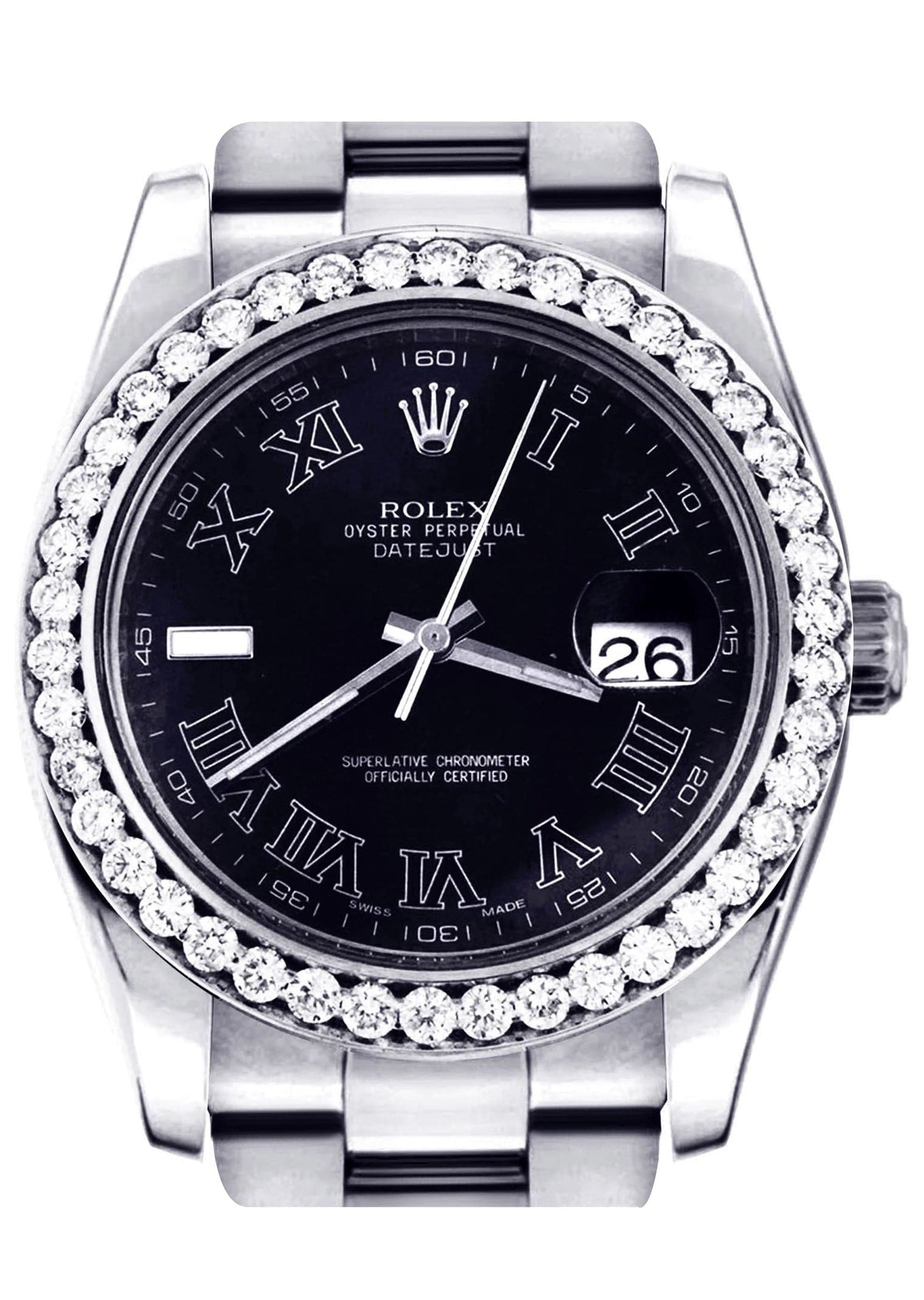 Diamond Rolex Datejust 2 | Stainless Steel | Black Roman Numeral Dial | 41 MM