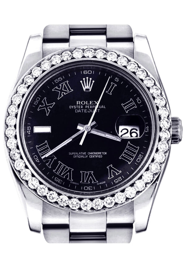 Diamond Rolex Datejust 2 | Stainless Steel | Black Roman Numeral Dial | 41 MM