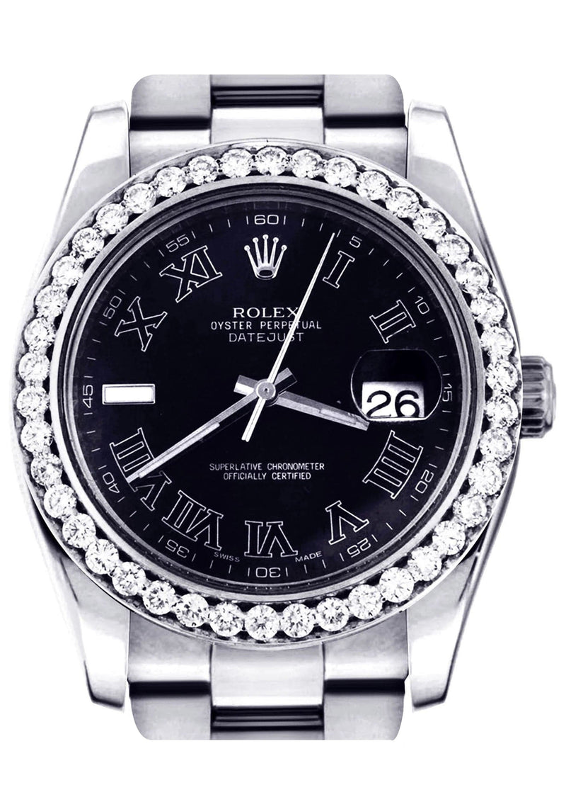 Diamond Rolex Datejust 2 | Stainless Steel | Black Roman Numeral Dial | 41 MM
