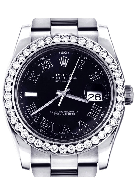 Diamond Rolex Datejust 2 | Stainless Steel | Black Roman Numeral Dial | 41 MM